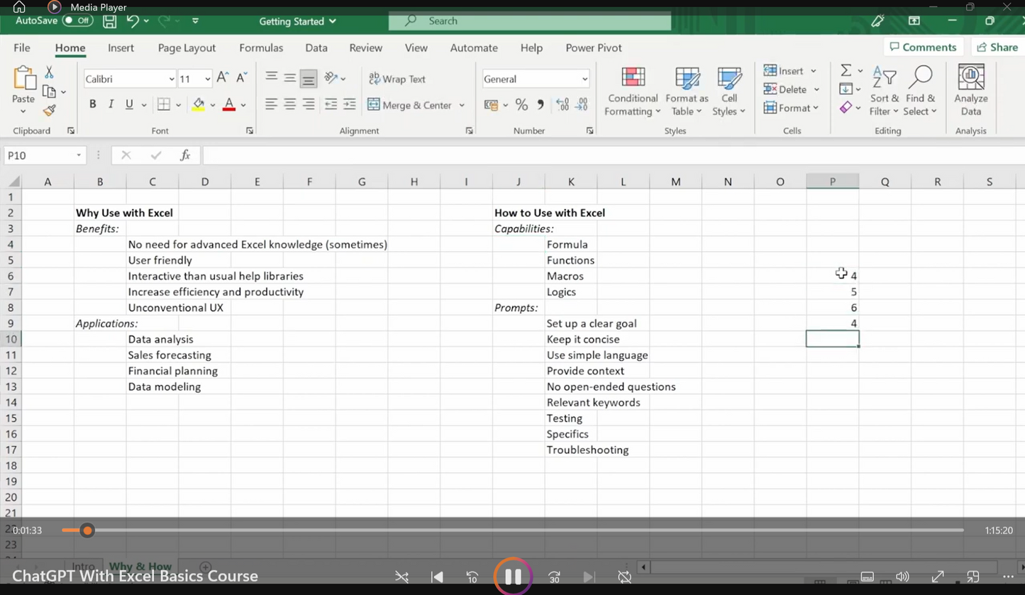 Excel – ChatGPT Video Course
