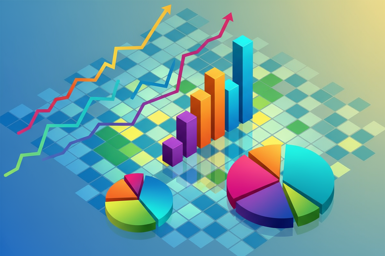 “Colorful geometric patterns representing organization and productivity — inspired by Excel cells, bars, and charts.”
